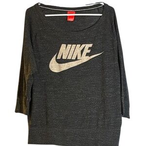 NWOT-Nike Charcoal Long Sleeve Tee with Metallic Logo